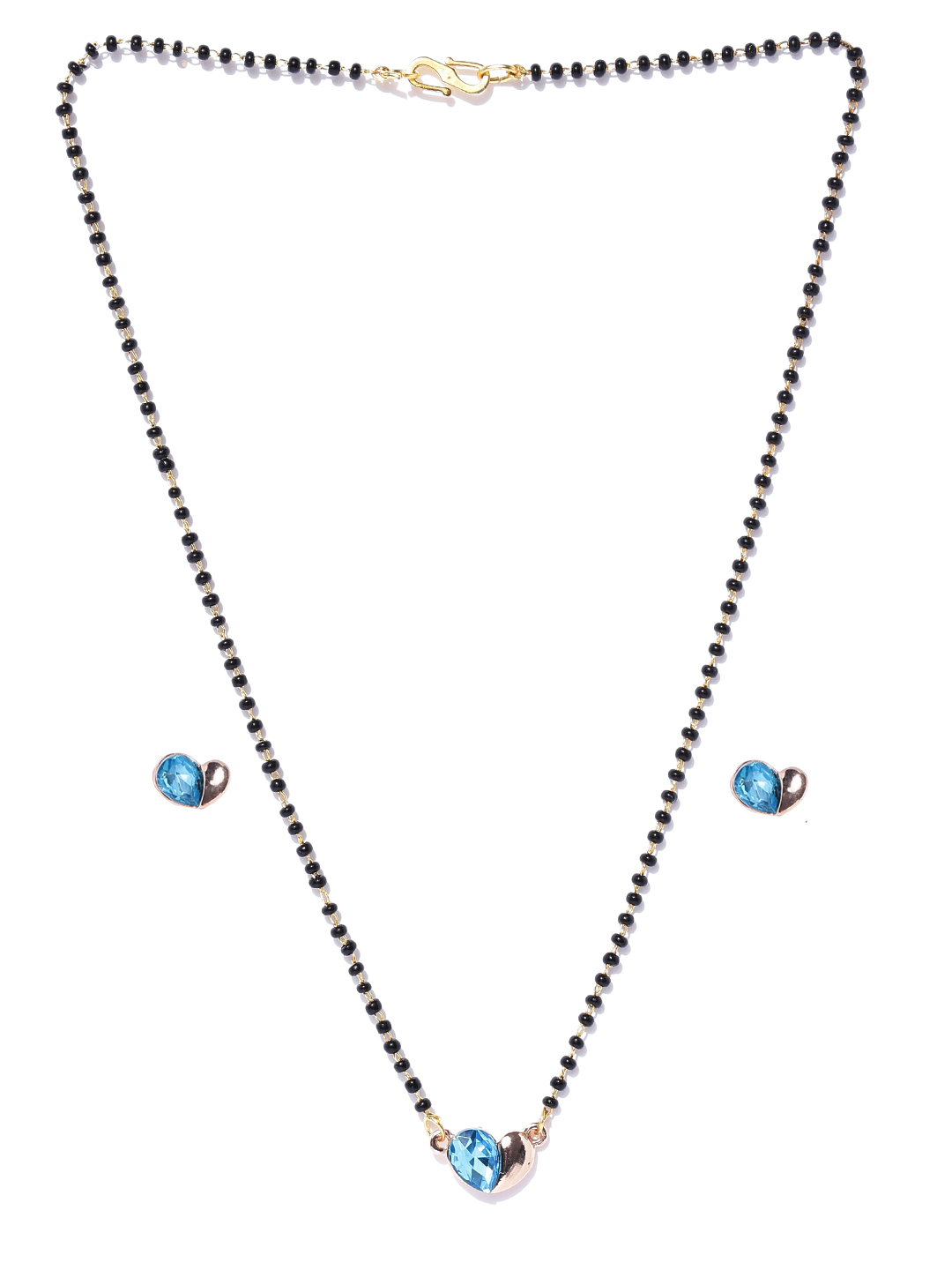 YouBella Black  Gold-Toned Beaded Mangalsutra Set